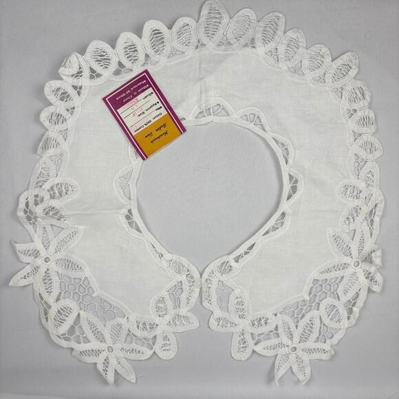 VTG Handmade Cotton Batten Eyelet Lace Collar - Picture 2 of 7